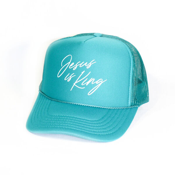 JESUS IS KING - High Crown Mesh Back Trucker Hat Thumbnail